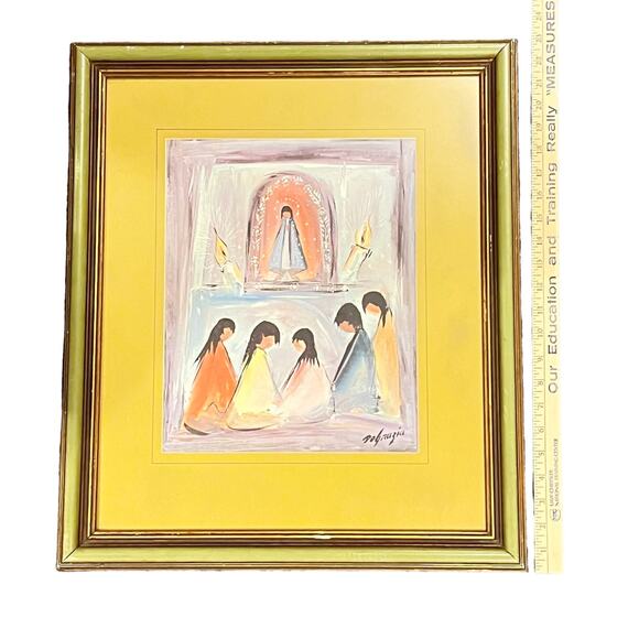 Ted DeGrazia Framed ART PRINT American Indians Very Very Silently Praying 23x19" - Picture 4 of 7